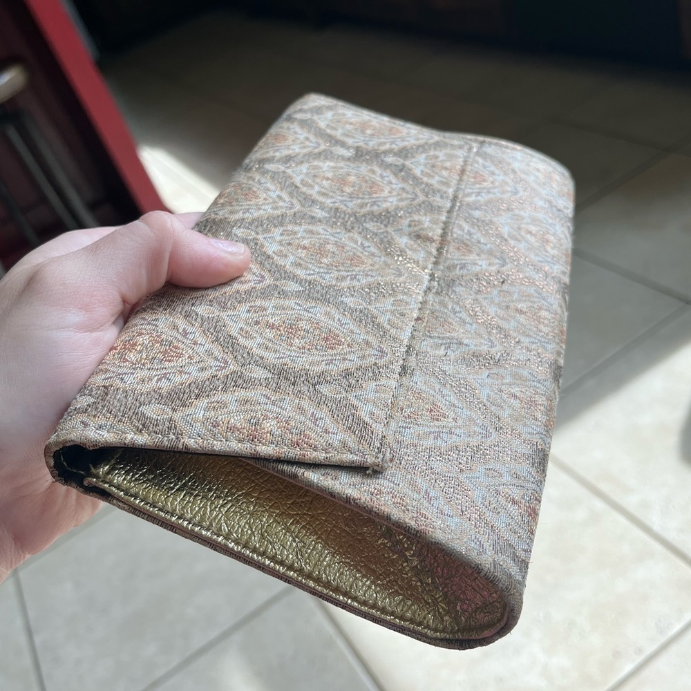 Vintage Golden Shimmer Art Deco Fine Satin Clutch Evening Bag - Picture 3 of 8